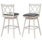 Costway Lot de 2/4 tabourets de bar pivotants à hauteur de comptoir avec pieds en bois d'hévéa noir/blanc