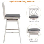 Costway Lot de 2/4 tabourets de bar pivotants à hauteur de comptoir avec pieds en bois d'hévéa noir/blanc