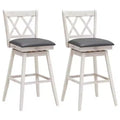 Costway Set of 2/4 Barstools Swivel Counter Height Chairs w/Rubber Wood Legs Black/White