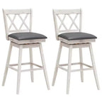 Costway Set of 2/4 Barstools Swivel Counter Height Chairs w/Rubber Wood Legs Black/White