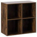 Basicwise Modern Wooden Toy Storage Bookshelf 4 Cube Organizer Square Bookcase