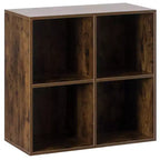 Basicwise Modern Wooden Toy Storage Bookshelf 4 Cube Organizer Square Bookcase