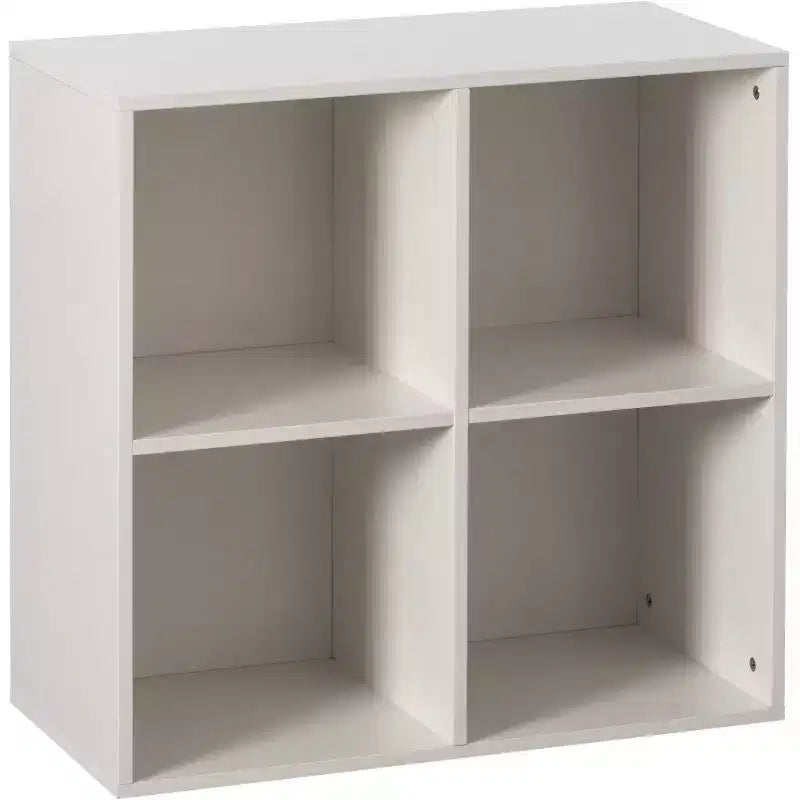 Étagère de rangement de jouets en bois moderne Basicwise, organisateur à 4 cubes, bibliothèque carrée