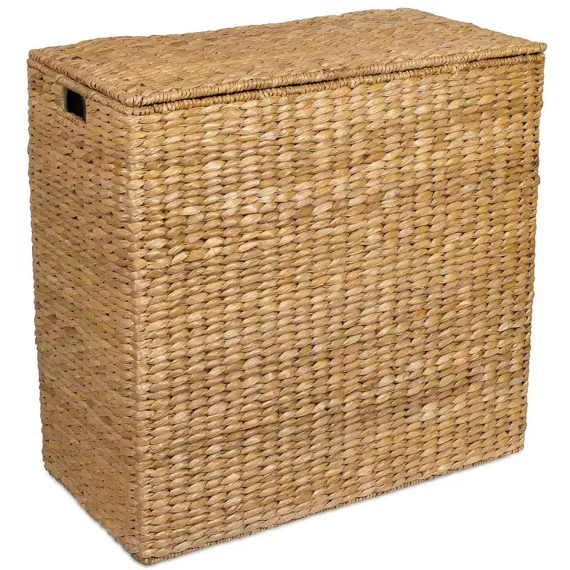 Panier à linge double surdimensionné en jonc de mer BirdRock Home avec doublures - Miel