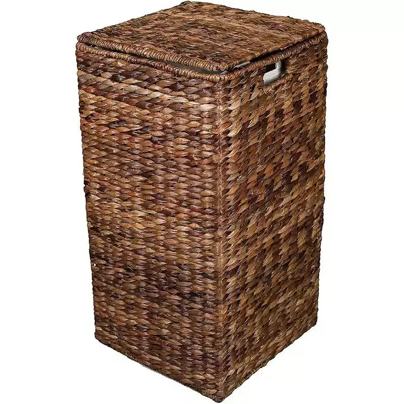 Panier à linge carré en abaca BirdRock Home - Tressé à la main - Espresso