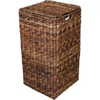 Panier à linge carré en abaca BirdRock Home - Tressé à la main - Espresso