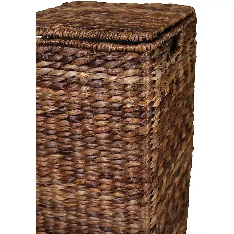 Panier à linge carré en abaca BirdRock Home - Tressé à la main - Espresso