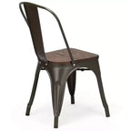 Costway Lot de 4 chaises de salle à manger en métal avec siège en bois empilables pour bistrot/café