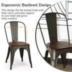Costway Lot de 4 chaises de salle à manger en métal avec siège en bois empilables pour bistrot/café