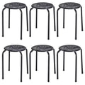 Costway Set of 6 Stackable Metal Stool Set Daisy Backless Round Top Kitchen Black