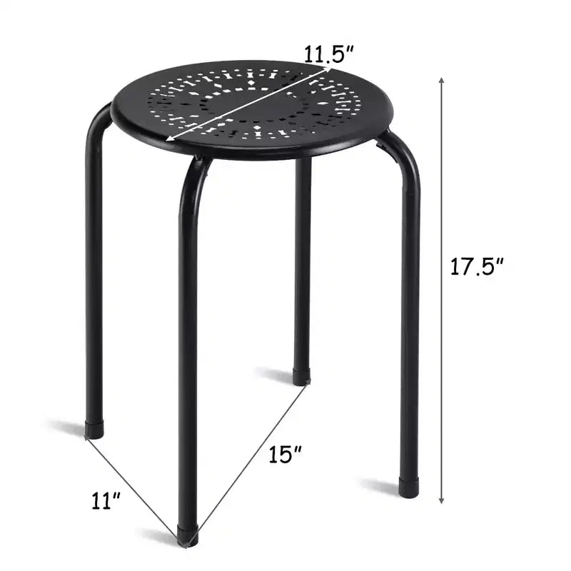 Costway Lot de 6 tabourets en métal empilables Daisy sans dossier rond pour cuisine, noir