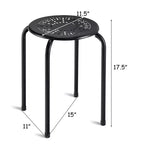 Costway Lot de 6 tabourets en métal empilables Daisy sans dossier rond pour cuisine, noir