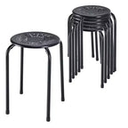 Costway Lot de 6 tabourets en métal empilables Daisy sans dossier rond pour cuisine, noir