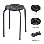 Costway Lot de 6 tabourets en métal empilables Daisy sans dossier rond pour cuisine, noir