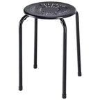 Costway Lot de 6 tabourets en métal empilables Daisy sans dossier rond pour cuisine, noir