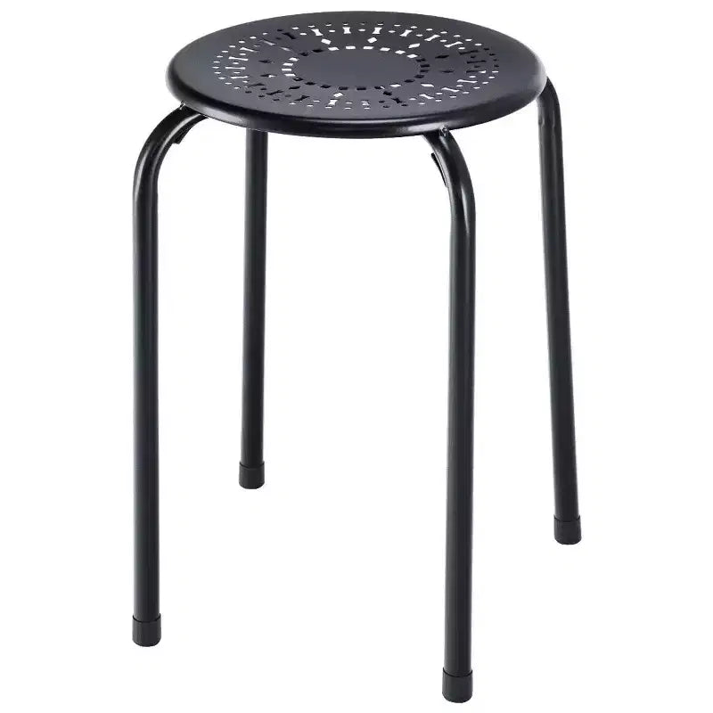 Costway Lot de 6 tabourets en métal empilables Daisy sans dossier rond pour cuisine, noir