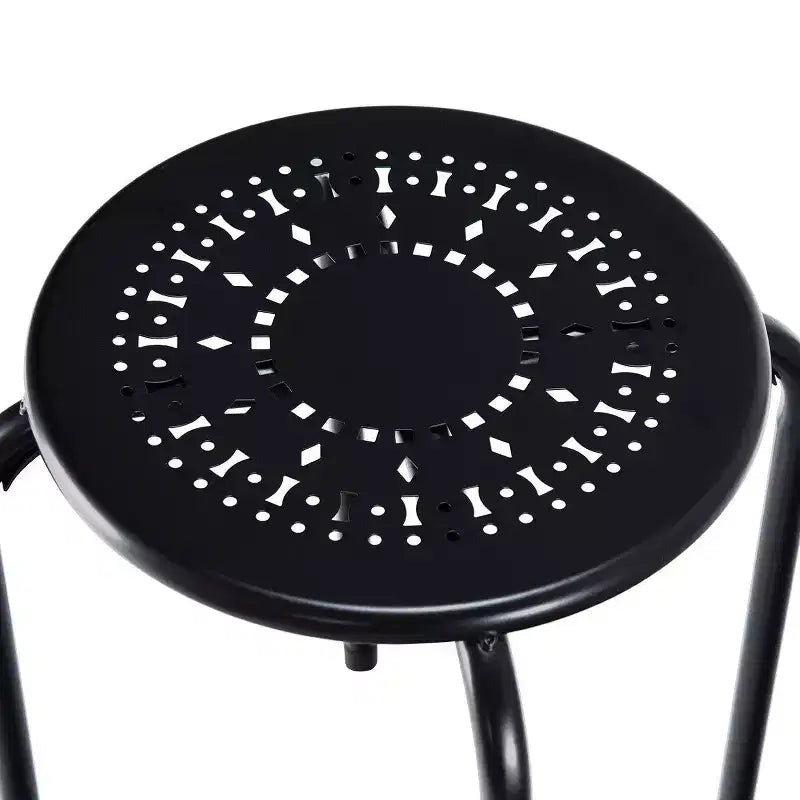 Costway Lot de 6 tabourets en métal empilables Daisy sans dossier rond pour cuisine, noir
