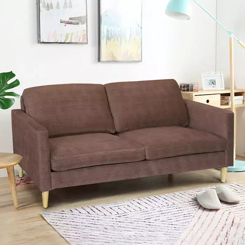 Costway Canapé moderne en tissu, causeuse rembourrée, lit de repos, 2 places, marron
