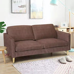 Costway Canapé moderne en tissu, causeuse rembourrée, lit de repos, 2 places, marron