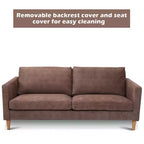 Costway Canapé moderne en tissu, causeuse rembourrée, lit de repos, 2 places, marron