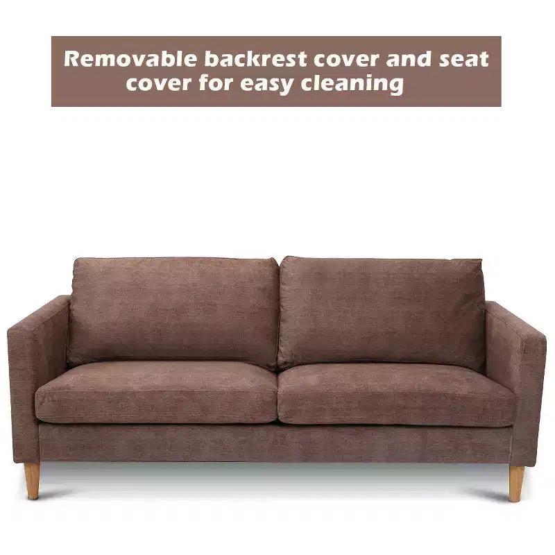 Costway Canapé moderne en tissu, causeuse rembourrée, lit de repos, 2 places, marron