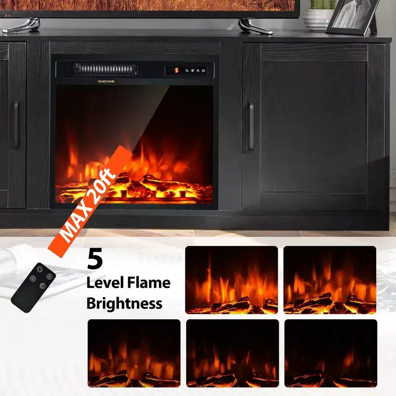 Meuble TV Costway 58" avec cheminée et console de divertissement, et foyer électrique de 18 po