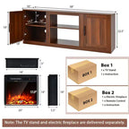 Meuble TV Costway 58" avec cheminée et console de divertissement, et foyer électrique de 18 po