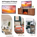 Meuble TV Costway 58" avec cheminée et console de divertissement, et foyer électrique de 18 po