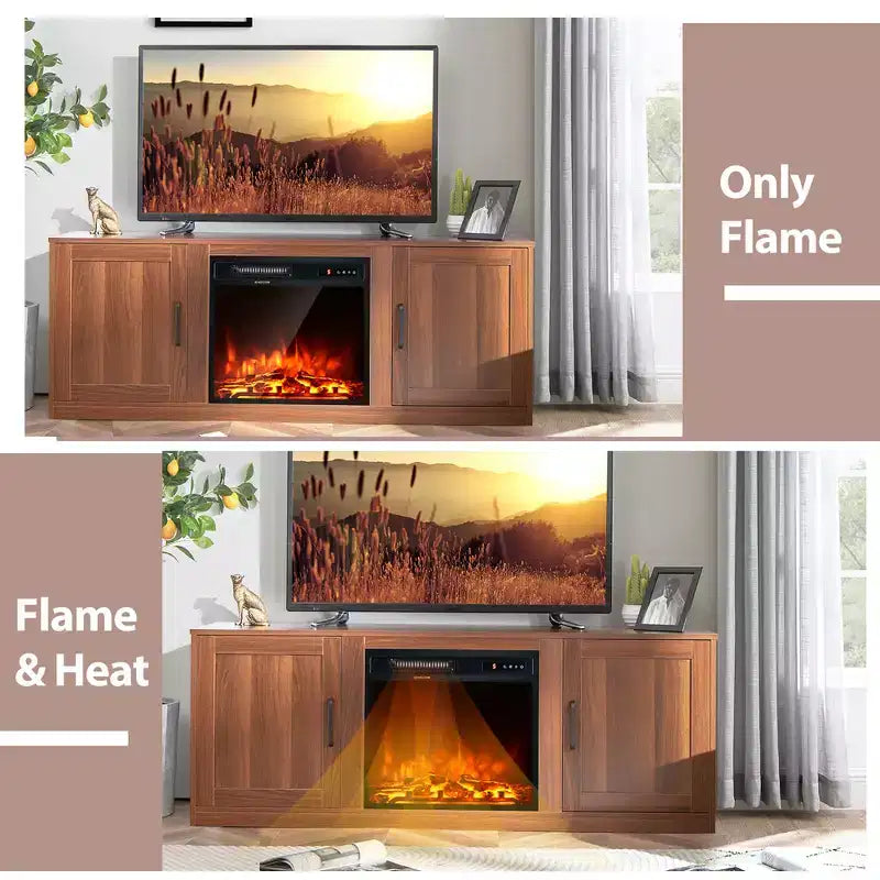 Meuble TV Costway 58" avec cheminée et console de divertissement, et foyer électrique de 18 po