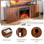 Meuble TV Costway 58" avec cheminée et console de divertissement, et foyer électrique de 18 po