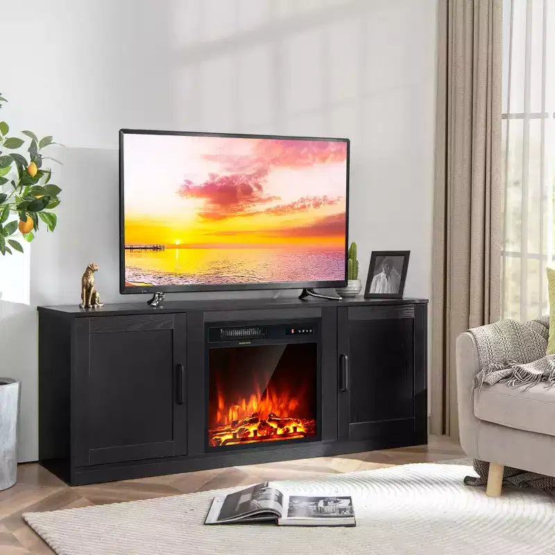Meuble TV Costway 58" avec cheminée et console de divertissement, et foyer électrique de 18 po