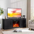 Meuble TV Costway 58" avec cheminée et console de divertissement, et foyer électrique de 18 po