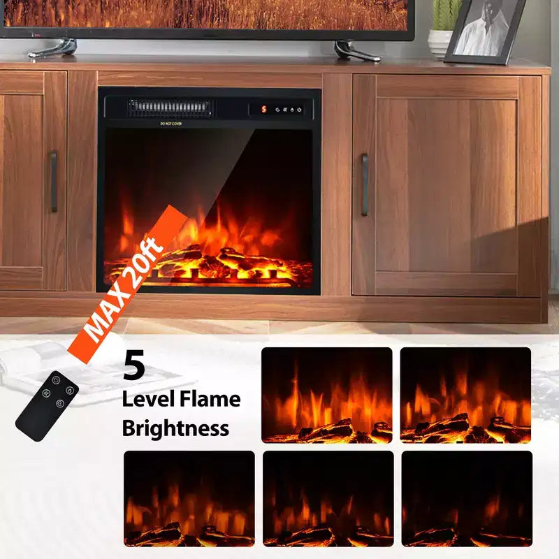 Meuble TV Costway 58" avec cheminée et console de divertissement, et foyer électrique de 18 po