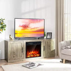 Meuble TV Costway 58" avec cheminée et console de divertissement, et foyer électrique de 18 po