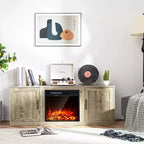 Meuble TV Costway 58" avec cheminée et console de divertissement, et foyer électrique de 18 po