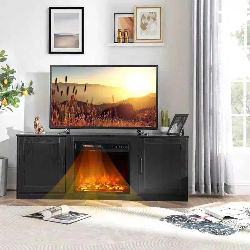 Meuble TV Costway 58" avec cheminée et console de divertissement, et foyer électrique de 18 po