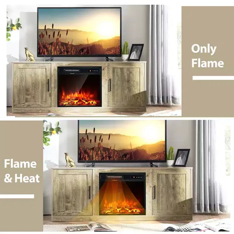 Meuble TV Costway 58" avec cheminée et console de divertissement, et foyer électrique de 18 po