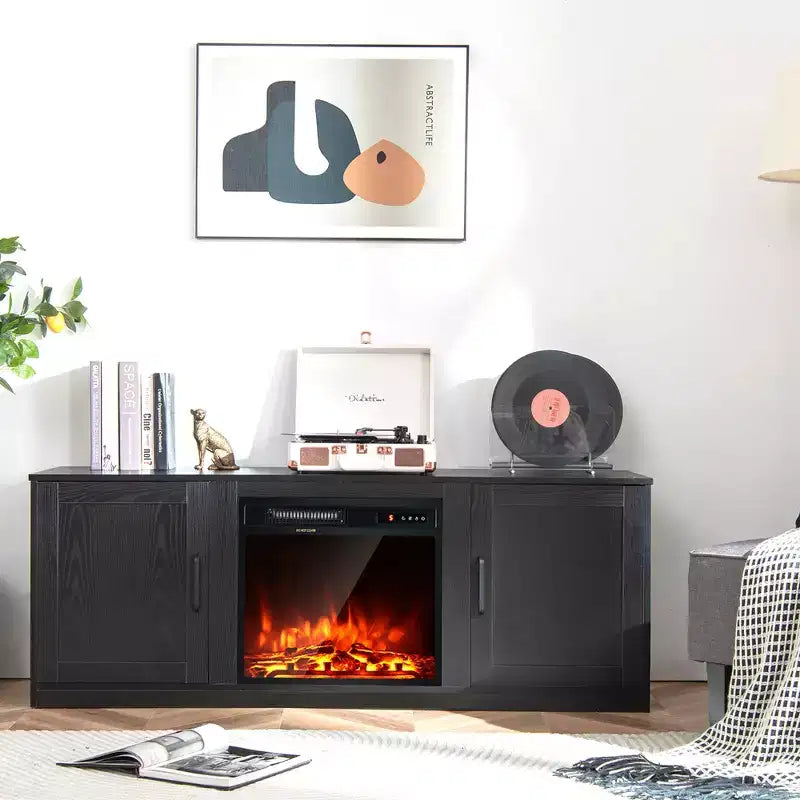 Meuble TV Costway 58" avec cheminée et console de divertissement, et foyer électrique de 18 po