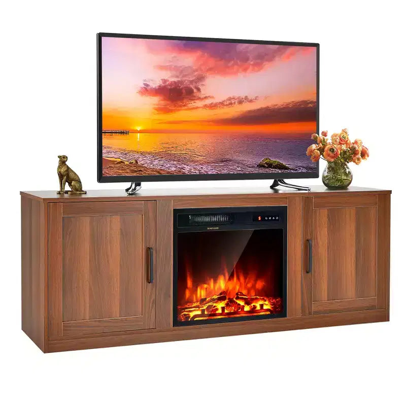 Meuble TV Costway 58" avec cheminée et console de divertissement, et foyer électrique de 18 po
