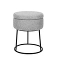 BirdRock Home Grey Linen Storage Stool with Black Base - Black Metal Legs