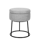 BirdRock Home Grey Linen Storage Stool with Black Base - Black Metal Legs