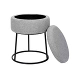 BirdRock Home Tabouret de Rangement en Lin Gris avec Base Noire - Pieds en Métal Noir
