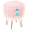 BirdRock Home Faux Fur Foot Stool Ottoman with Hair Pin Legs - Pink