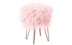 BirdRock Home Pouf Repose-Pieds en Fausse Fourrure avec Pieds Épingle à Cheveux - Rose