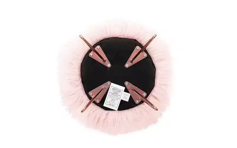 BirdRock Home Pouf Repose-Pieds en Fausse Fourrure avec Pieds Épingle à Cheveux - Rose