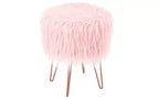 BirdRock Home Pouf Repose-Pieds en Fausse Fourrure avec Pieds Épingle à Cheveux - Rose