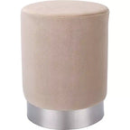 BirdRock Home Round Velvet Ottoman Foot Stool - Taupe