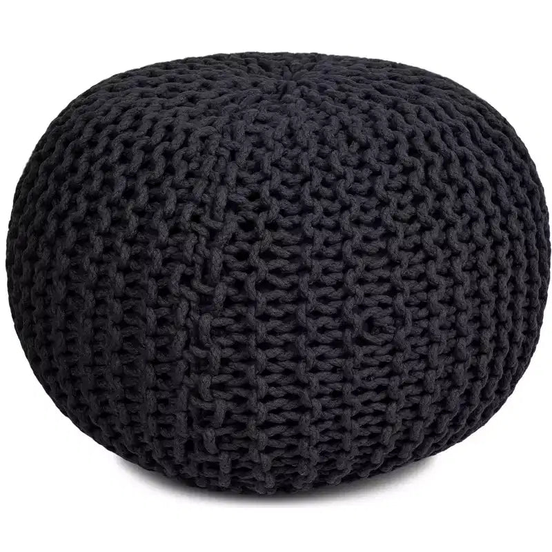 BirdRock Home Round Pouf Foot Stool Ottoman - Charcoal Grey