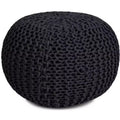 BirdRock Home Round Pouf Foot Stool Ottoman - Charcoal Grey