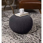 BirdRock Home Pouf Repose-Pied Rond Ottomane - Gris anthracite